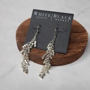 White House Black Market Silver Tone Cluster Dangle Earrings